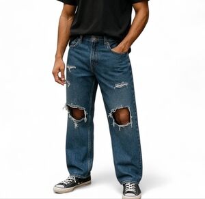 Vans Off the Wall V76 Distressed Skinny Jeans in Medium Wash Size 36 X 32